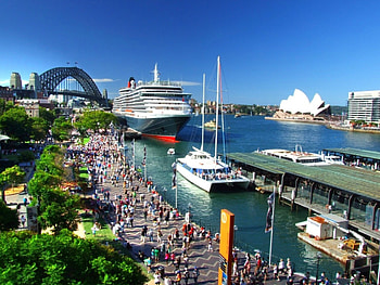 CRUISE SHIP CIRCULAR QUAY SYDNEY, trees, boat, operahouse, water HD wallpaper