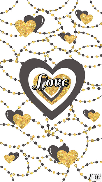 Golden heart, gold, black and yellow, hearts, lock HD phone wallpaper