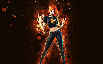 Auric Haze, , orange neon lights, Fortnite Battle Royale, Fortnite characters, Auric Haze Skin, Fortnite, Auric Haze Fortnite HD wallpaper