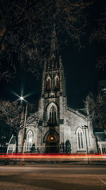 Midnight church, Serene beauty, Mystical , Nighttime architecture HD phone wallpaper