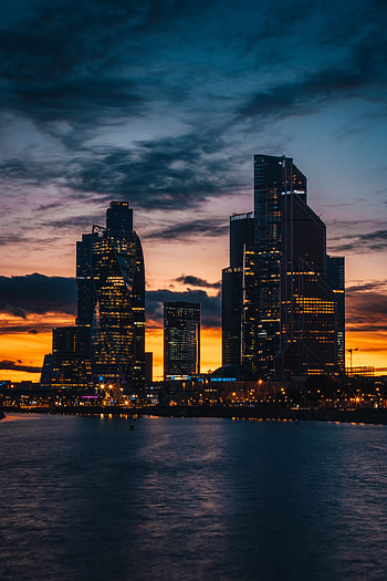 Cities, Sunset, Building, Night City, Skyscrapers HD phone wallpaper