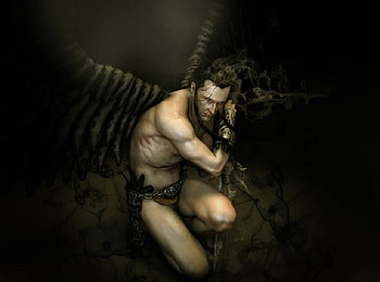 Fallen from the Light, wings, glove, fantasy, angel, belt, male HD wallpaper