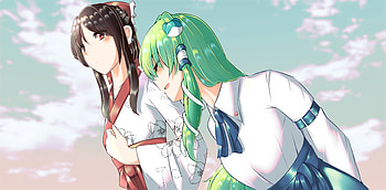 Reimu Hakurei & Sanae Kochiya, Sanae Kochiya, Reimu Hakurei, Anime, Touhou HD wallpaper