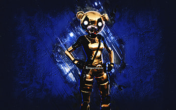 Fortnite Gold Cuddlepool Skin, Fortnite, main characters, blue stone background, Gold Cuddlepool, Fortnite skins, Gold Cuddlepool Skin, Gold Cuddlepool Fortnite, Fortnite characters HD wallpaper