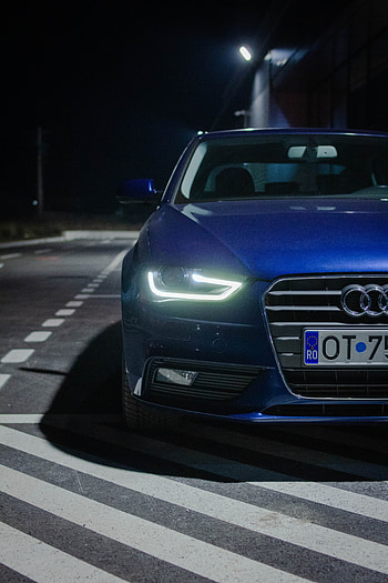 Audi A4 B8.5, blue, car, automotive_tire, night, black, graphy HD phone wallpaper