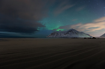 Aurora Borealis Mountains Sand Landscape , aurora, northern-lights, mountains, sand, landscape, nature HD wallpaper