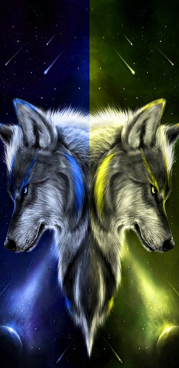 Twin Wolves, Blue, Ukraine, yellow HD phone wallpaper