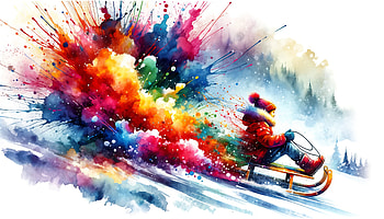 Colorful Sledding Adventure, sledding, winter, colorful, splash, Joy HD wallpaper