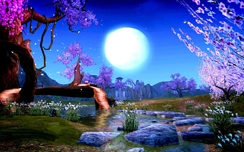 WONDERLAND, scene, moon, art, light, game HD wallpaper