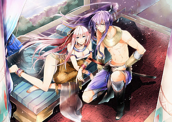 Luka & Kamui, orginal, bed, couple, vocaloid, long hair HD wallpaper