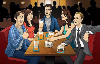 How I Met Your Mother — Quad Illustrated Bar, TV Show, How I Met Your Mother, Illustration HD wallpaper