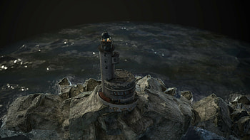 Artwork, coast, lighthouse HD wallpaper