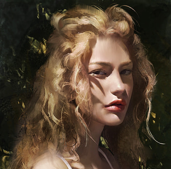Girl, art, fantasy, tim liu, blonde, portrait, face, timliu HD wallpaper