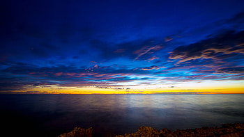 Sea River Sunset, sea, river, sunset, nature HD wallpaper