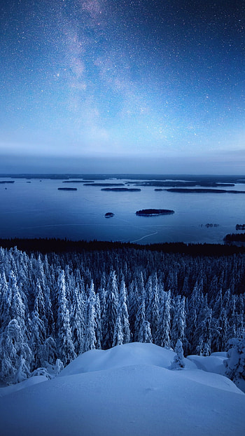 Koli national park, Snow winter, Milky way HD phone wallpaper