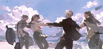 End of the Battle by 紅花血月, Jujutsu Kaisen, Misato Kuroi, Riko Amanai, Satoru Gojo, Suguru Geto, Gojo & Geto HD wallpaper
