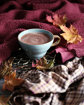 Food, Autumn, Leaves, Coffee, Cup, Foam, Meerschaum, Coziness, Comfort HD phone wallpaper