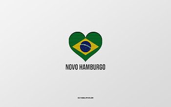 I Love Novo Hamburgo, Brazilian cities, Day of Novo Hamburgo, gray background, Novo Hamburgo, Brazil, Brazilian flag heart, favorite cities, Love Novo Hamburgo HD wallpaper