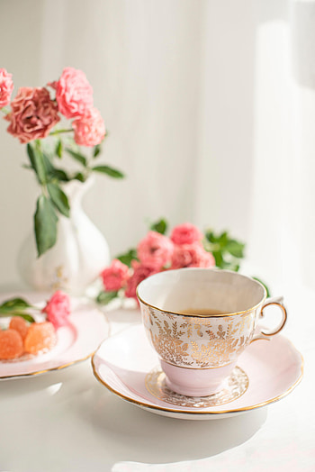 Flowers, Food, Cup, Plate, Tea HD phone wallpaper