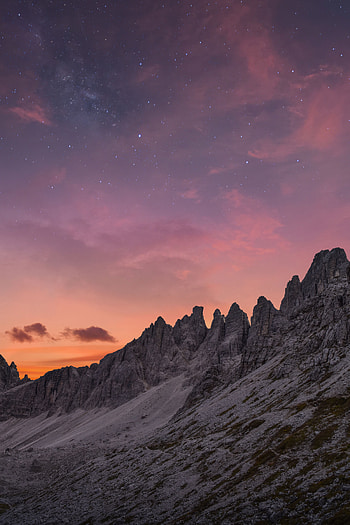 Landscape, Nature, Sky, Mountains, Stars, Twilight, Clouds, Dusk, Mountain Range HD phone wallpaper