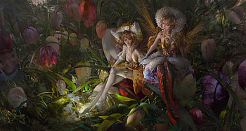 Summerfly, wings, art, , girl, fairy, digital, pretty, cg, fantasy, flowers HD wallpaper