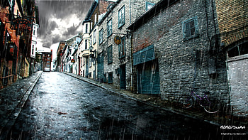 City, Street, Rain, , Dark, Lonely, Water HD wallpaper