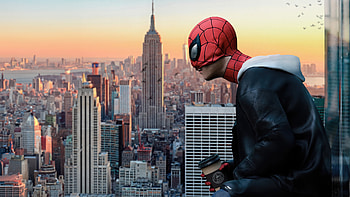Spiderman Coffee Break With A View, spiderman, superheroes, artist, artwork, digital-art, artstation HD wallpaper