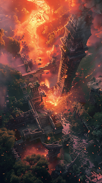 Fiery Eruption Tower - This Epic !, explosion, flame, tower, lava HD phone wallpaper