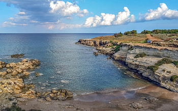 Coast of Kapparis, Cyprus, sea, coast, clouds, Cyprus, beach HD wallpaper