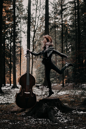 Music, Forest, Musical Instrument, Girl HD phone wallpaper
