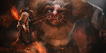 Black Myth: Wukong — Boss Stare Down ( Quad ), video game, Black Myth: Wukong, boss fight, Stare Down HD wallpaper