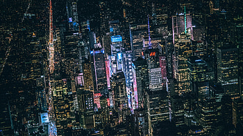 New York Dark City Night Lights Buildings View From Top , new-york, city, night, lights, world HD wallpaper