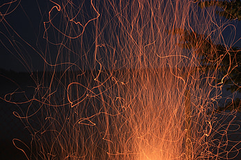 Fire flames, sparks, glow, smoke HD wallpaper