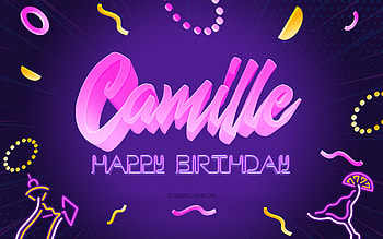 Happy Birtay Camille, , Purple Party Background, Camille, creative art, Happy Camille birtay, Camille name, Camille Birtay, Birtay Party Background HD wallpaper