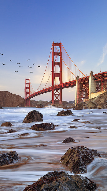 Bridge coast Golden Gate Bridge, Serene backdrop HD phone wallpaper