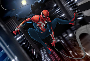 Artwork, swing, marvel, Spider-man HD wallpaper