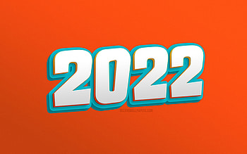 2022 Year, white 3d art, 2022 New Year, orange background, Happy New Year 2022, 3d letters, New 2022 Year, 2022 concepts HD wallpaper
