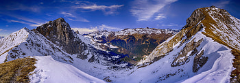 Sunny day, valley and mountains, nature HD wallpaper