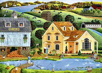 White Duck Inn, artwork, scenery, wide screen, inn, architecture, painting, art, beautiful HD wallpaper