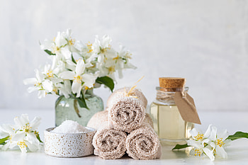 Jasmine, Salt, Oil, Spa, Towels HD wallpaper