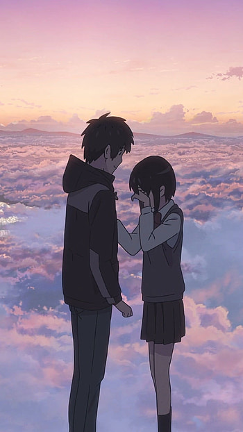 Anime Couple, Love Couple, Clouds Background HD phone wallpaper