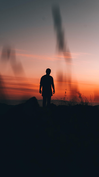 Alone, Sunset, Dark, Silhouette, Miscellanea, Miscellaneous, Human, Person, Loneliness, Lonely HD phone wallpaper