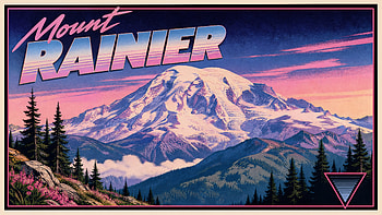 Mount Rainier — Retro Sunset, Mountain HD wallpaper