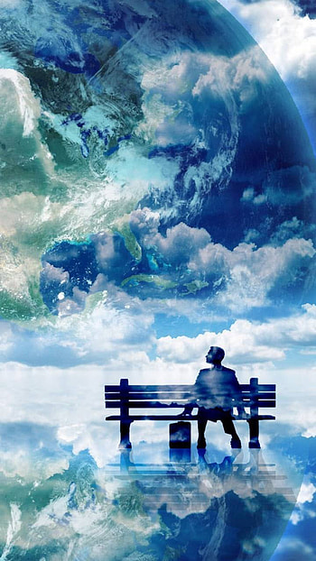 bench, cloud, artistic, reflection HD phone wallpaper