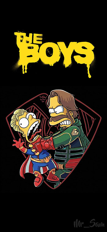 The Boys | Simpsons, amazon, the-boys, the-seven, cartoon, series, the-simpsons, homelander, soldier-boy, homer HD phone wallpaper