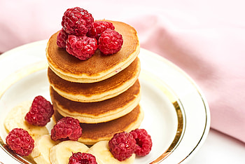 Food, Raspberry, Desert, Berries, Pancakes, Banana HD wallpaper