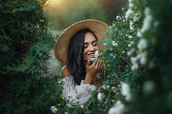 Hat, lady, beautiful, pretty HD wallpaper