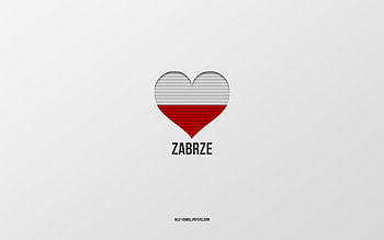 I Love Zabrze, Polish cities, Day of Zabrze, gray background, Zabrze, Poland, Polish flag heart, favorite cities, Love Zabrze HD wallpaper