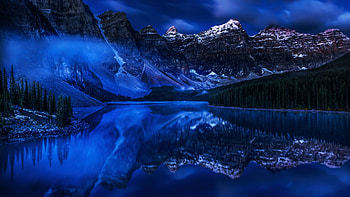 Moraine Lake, Banff national Park, Canadian Rockies, Canadian Rockies, Valley of the Ten peaks., water, reflections, Canada, night, Alberta, mountains HD wallpaper