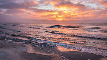 Sea Coast Ocean Waves Beach Sand During Sunset Silhouette Background Nature HD wallpaper
